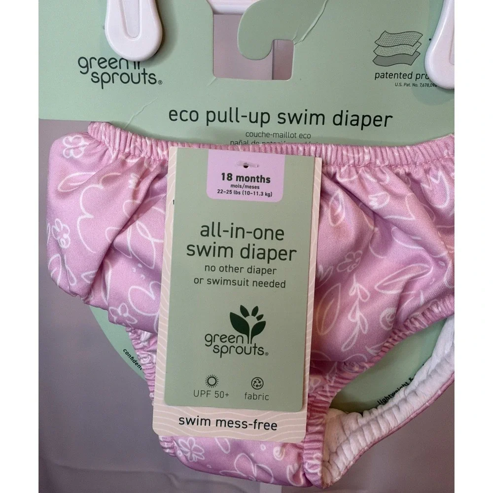 Green Sprouts I Play Reusable Swimming Diaper Size 18 Months Pink NEW